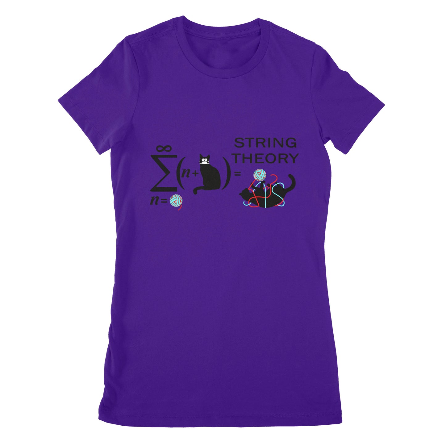 Premium Women's T-shirt - String Theory Funny Maths Cat Wool