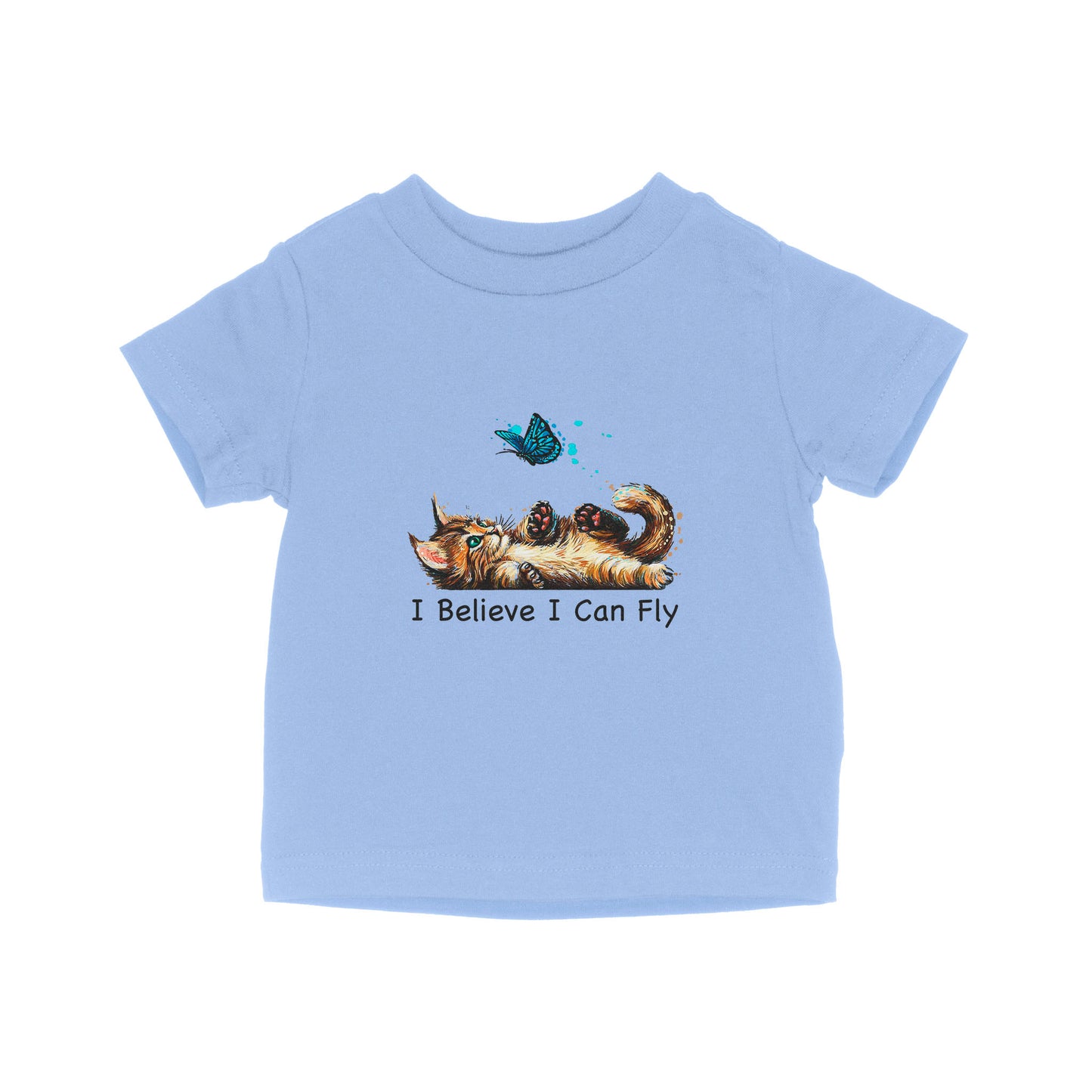 Funny Cat i Believe I Can Fly - Baby T-Shirt