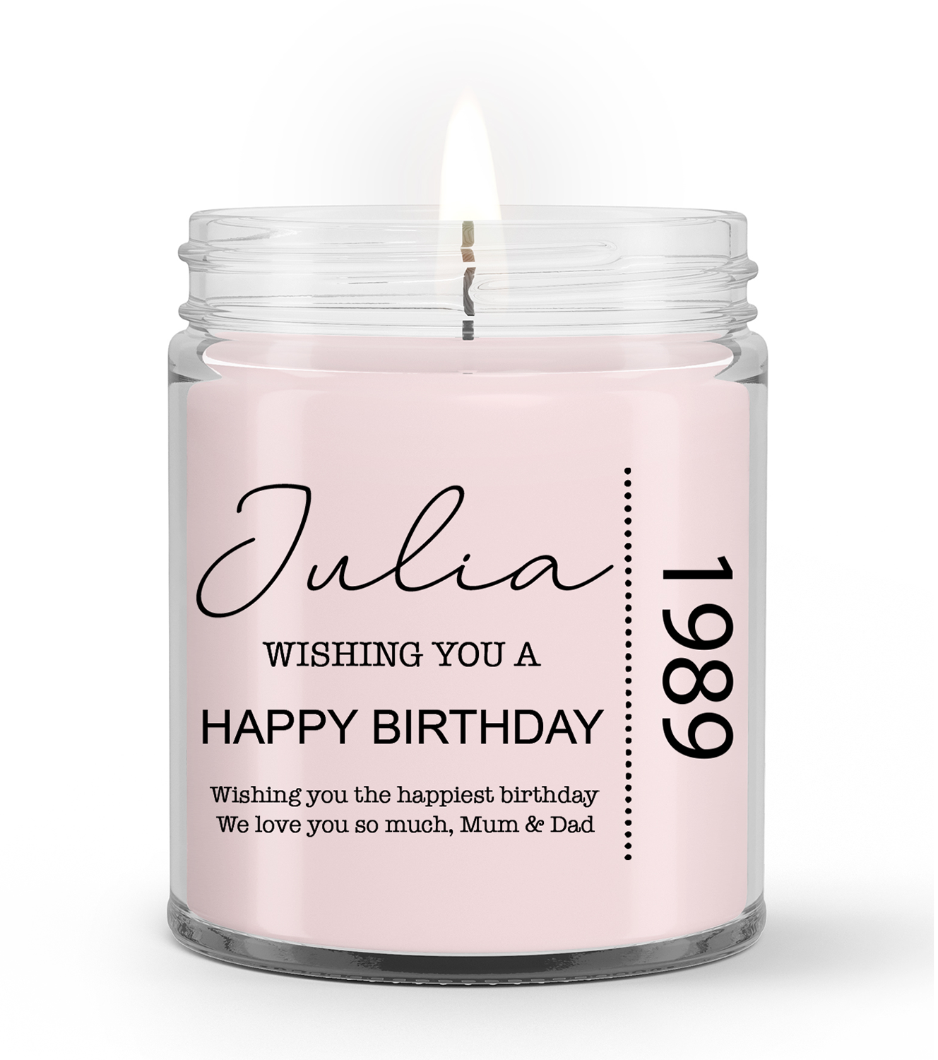 Personalized Gift Soy Wax Candle, Custom Name And Year of Birth, Birthday Wishes, Happy Birthday Candle