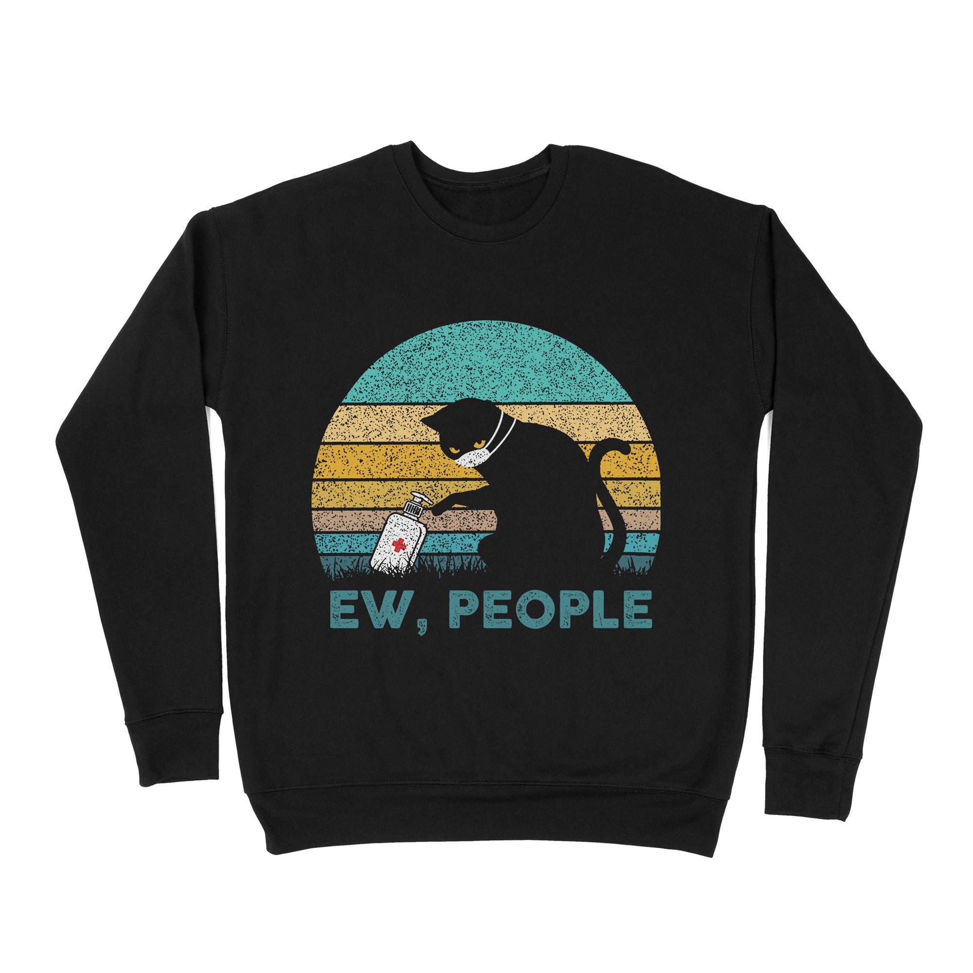Premium Crew Neck Sweatshirt - Cat Wear Mask Ew People Covid