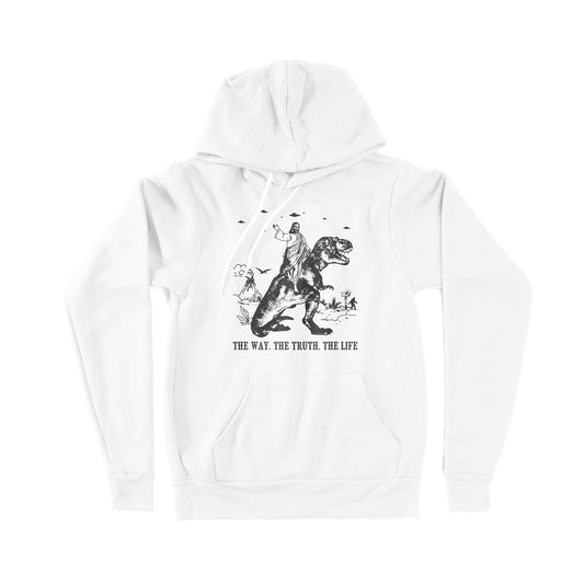 Jesus Riding Dinosaur The Way. The Truth. The Life - Premium Hoodie