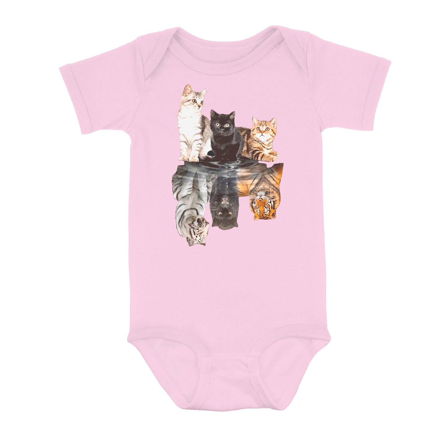 The Cats Water Mirror Reflection Tigers - Baby Onesie