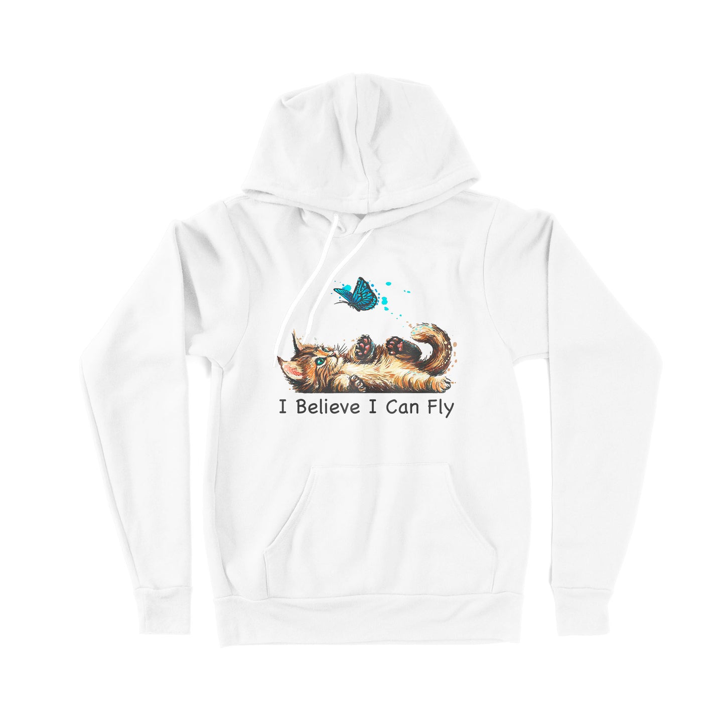 Funny Cat i Believe I Can Fly - Premium Hoodie