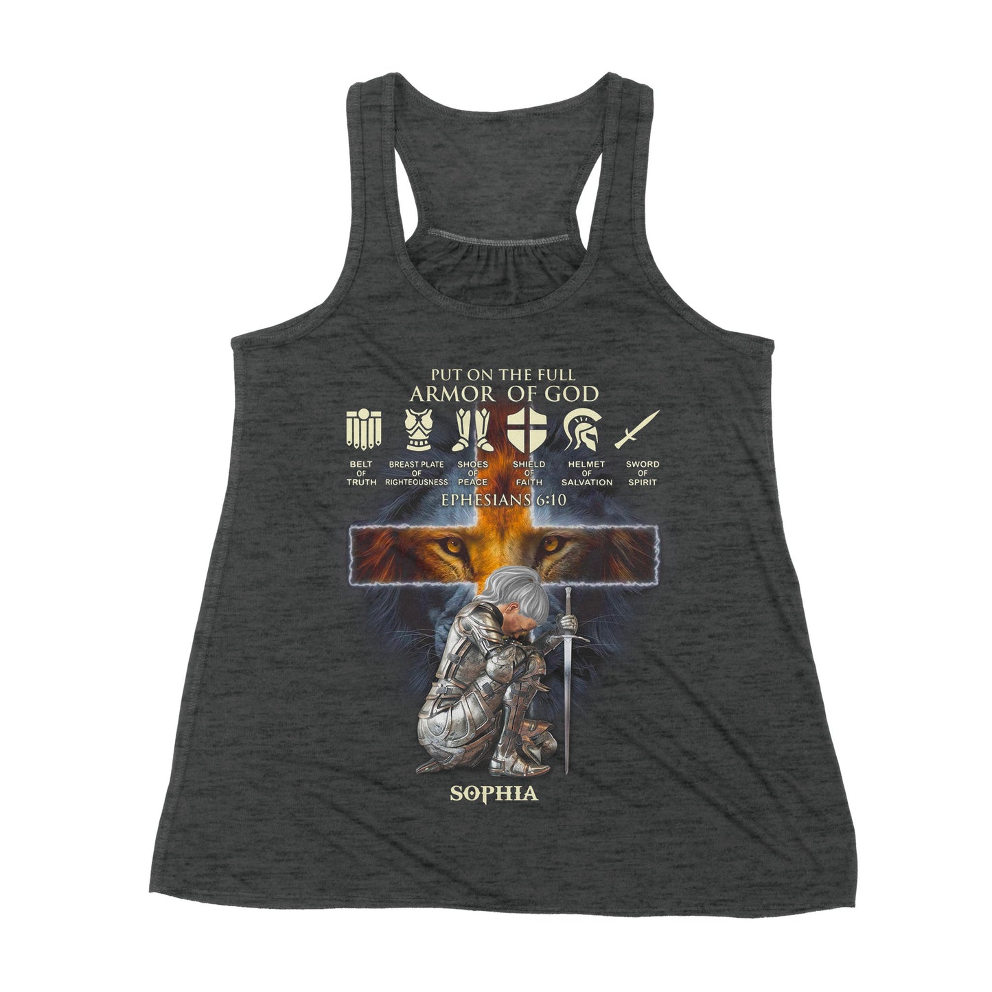 Personalized Woman Warrior Of God Put On The Full Armor Of God Ephesians 6-10 Premium Women's Tank