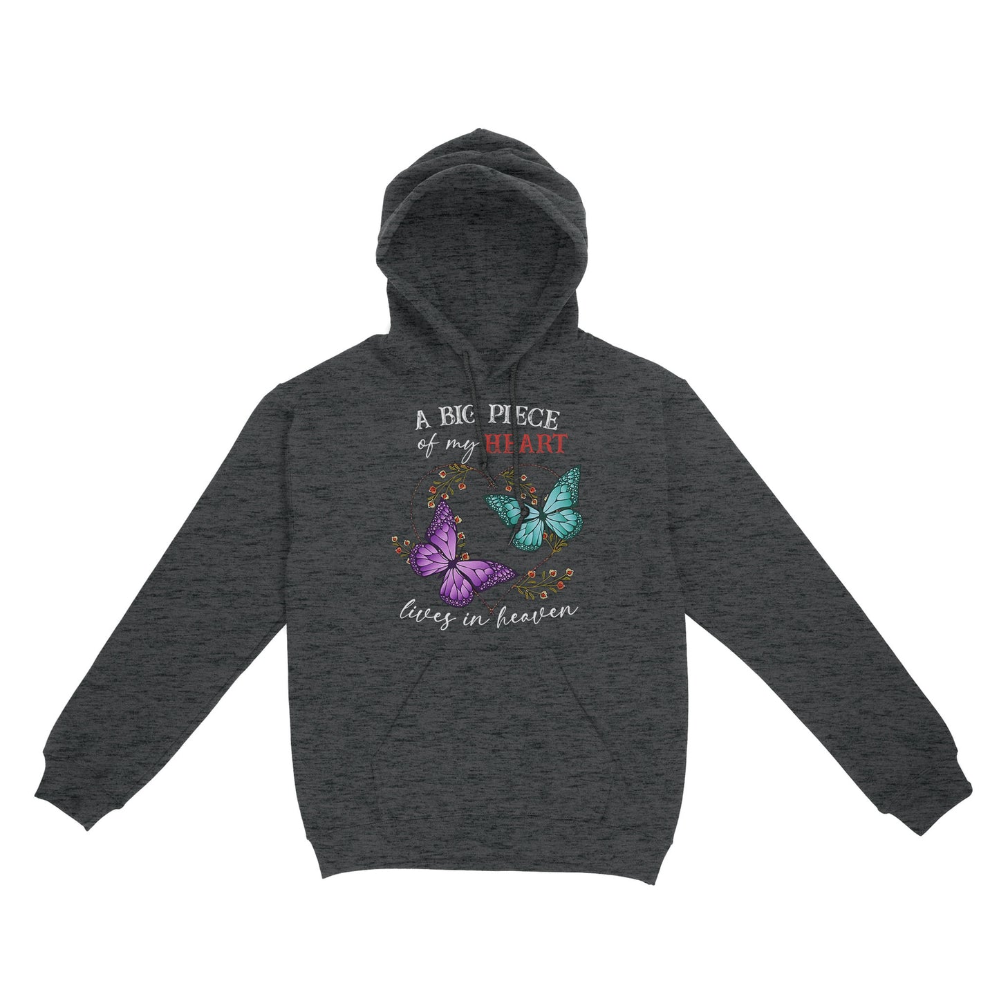 Butterfly A Big Piece Of My Heart Lives In Heaven - Standard Hoodie