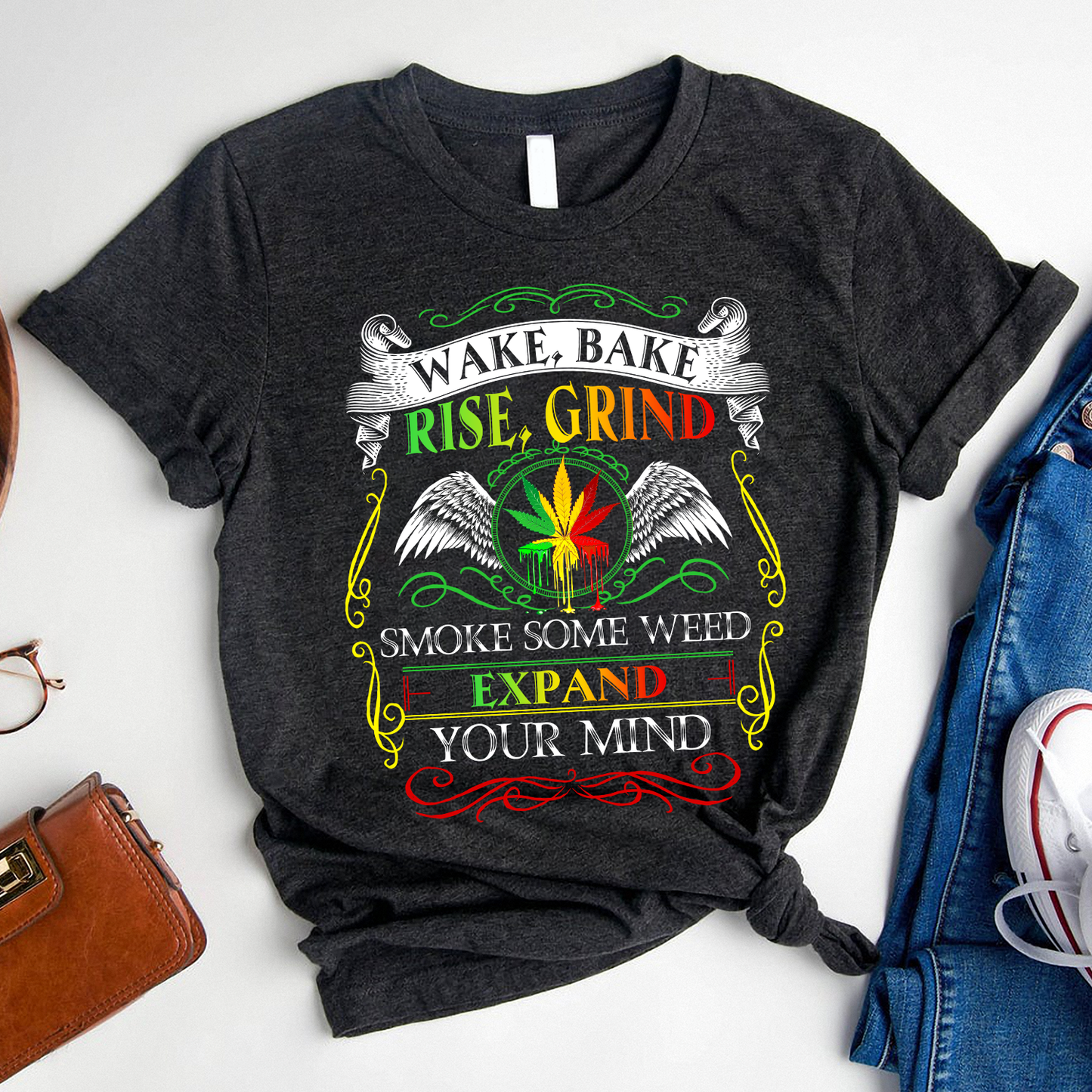 Wake Bake rise grind expand your mind Standard T-Shirt