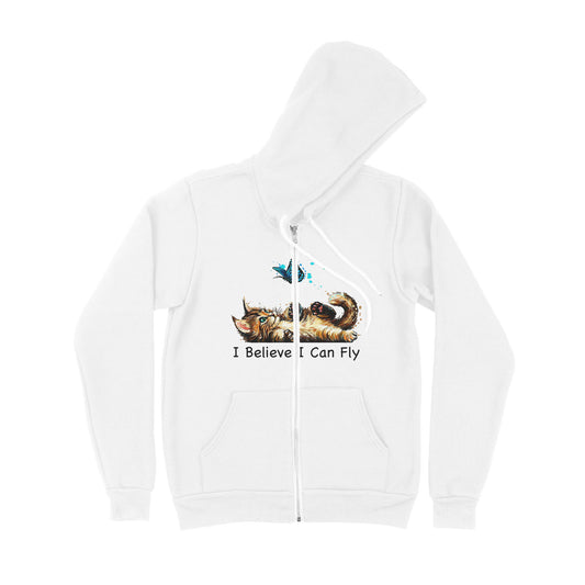 Funny Cat i Believe I Can Fly - Premium Zip Hoodie