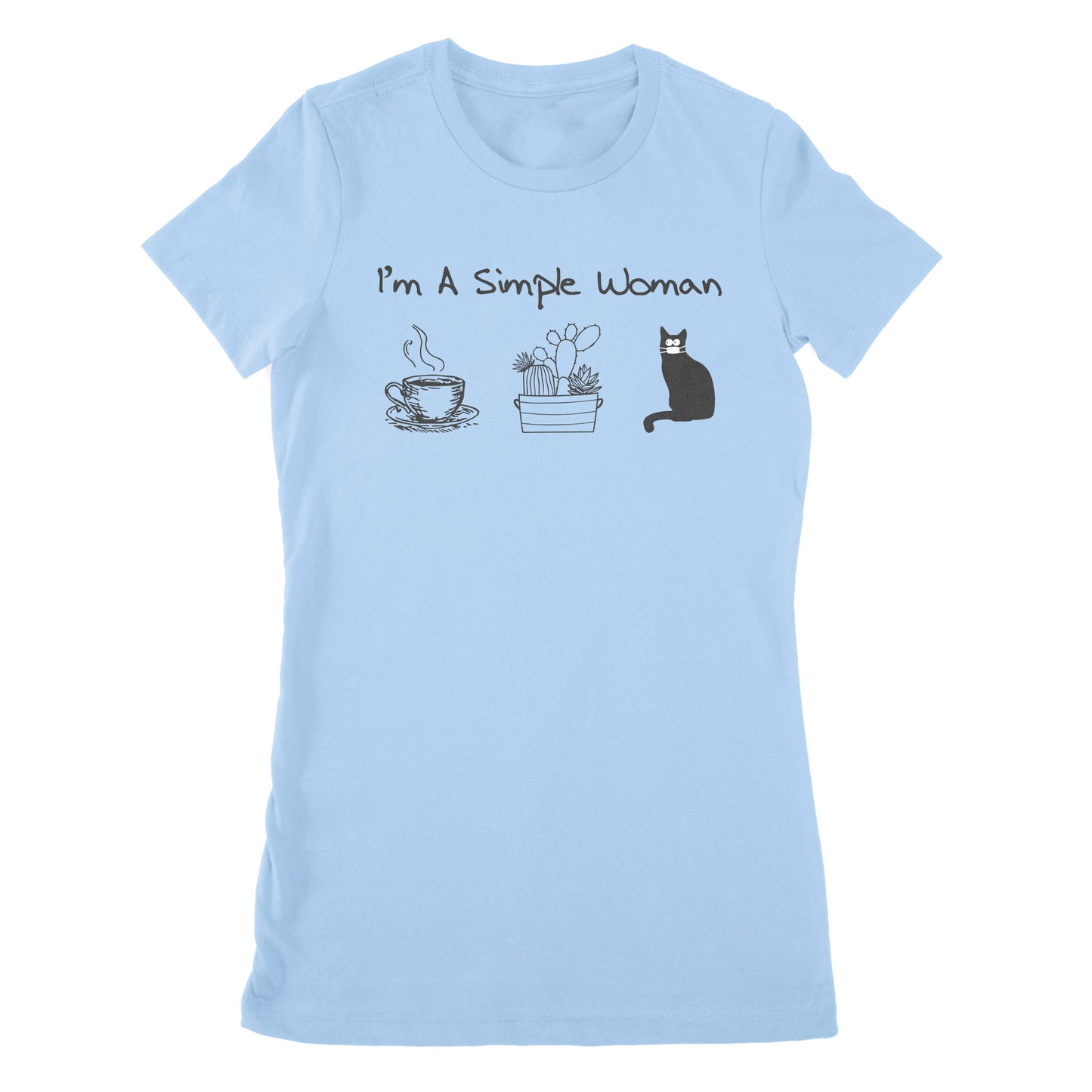 Premium Women's T-shirt - I’m A Simple Woman Coffee Plants Cat