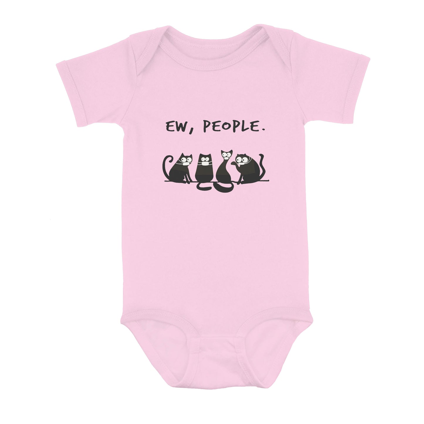 Ew People Funny Black Cat Wearing Mask - Baby Onesie