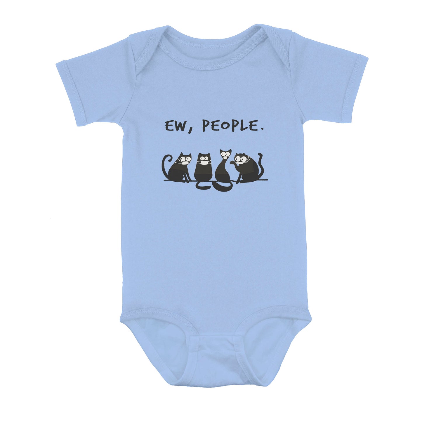 Ew People Funny Black Cat Wearing Mask - Baby Onesie