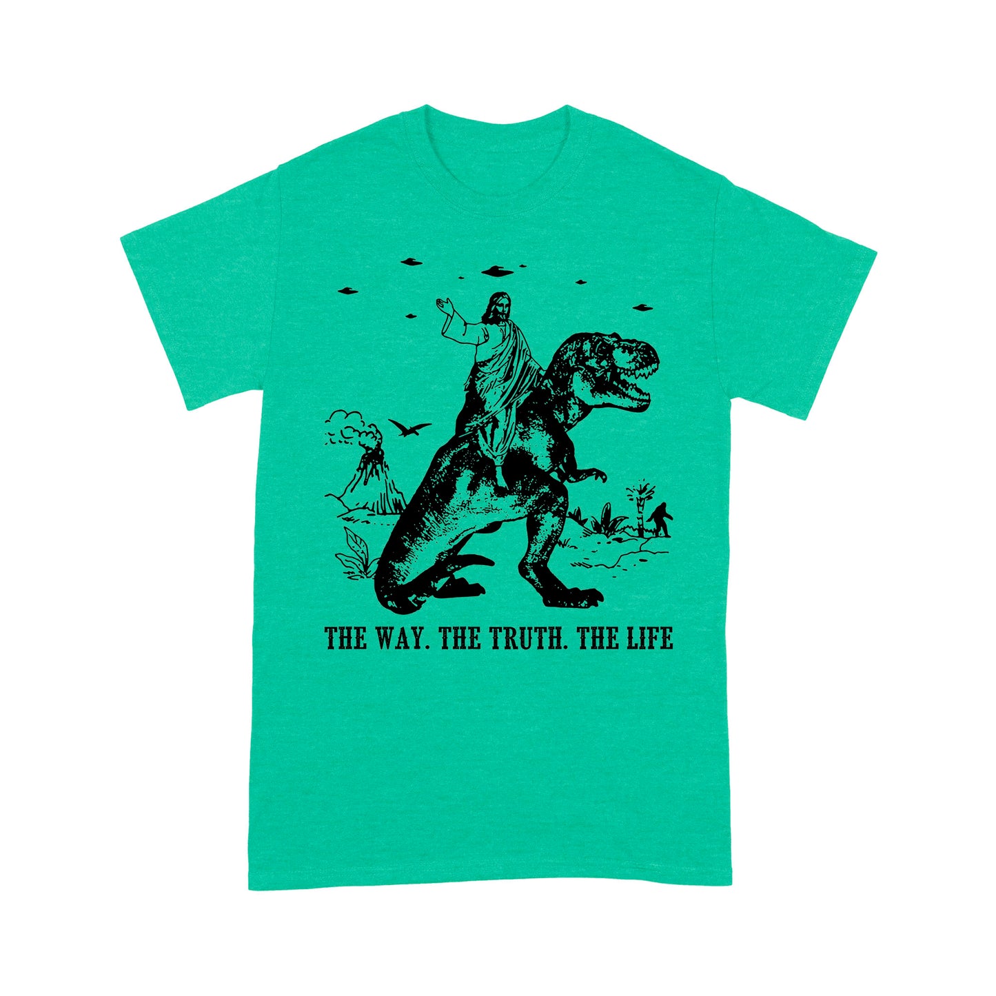 Premium T-shirt - Jesus Riding Dinosaur The Way. The Truth. The Life