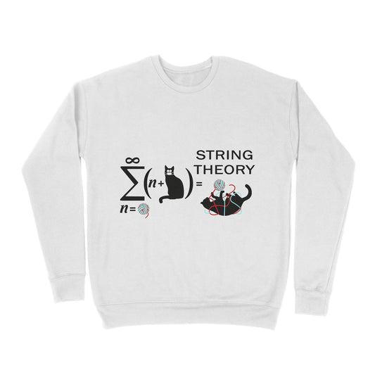 Premium Crew Neck Sweatshirt - String Theory Funny Maths Cat Wool