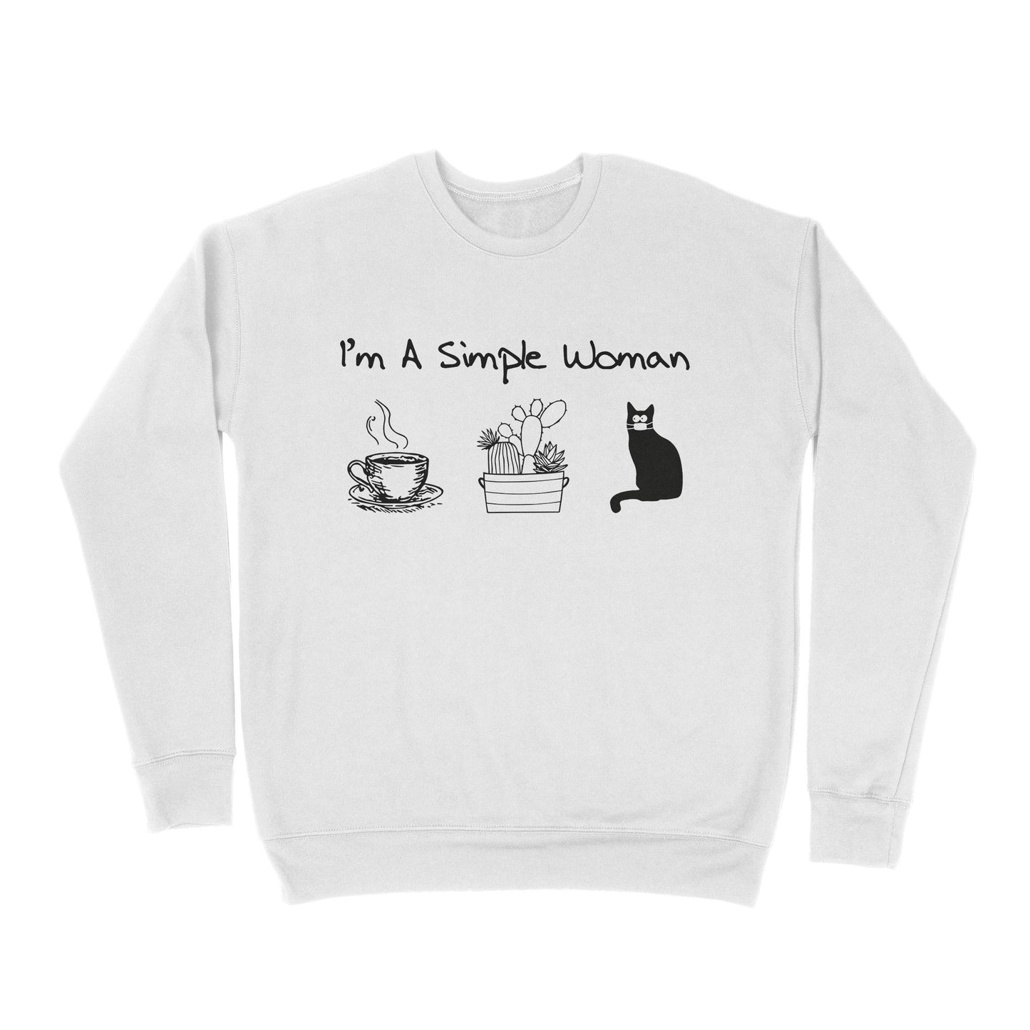 Premium Crew Neck Sweatshirt - I’m A Simple Woman Coffee Plants Cat