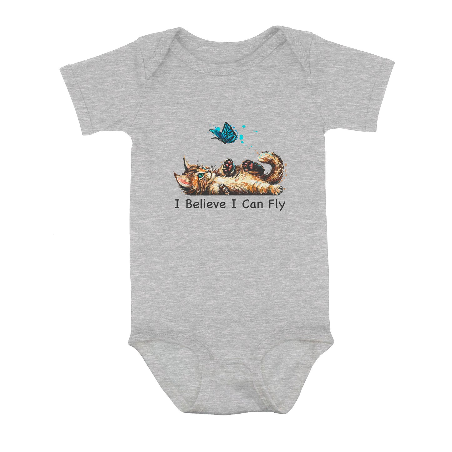 Funny Cat i Believe I Can Fly - Baby Onesie