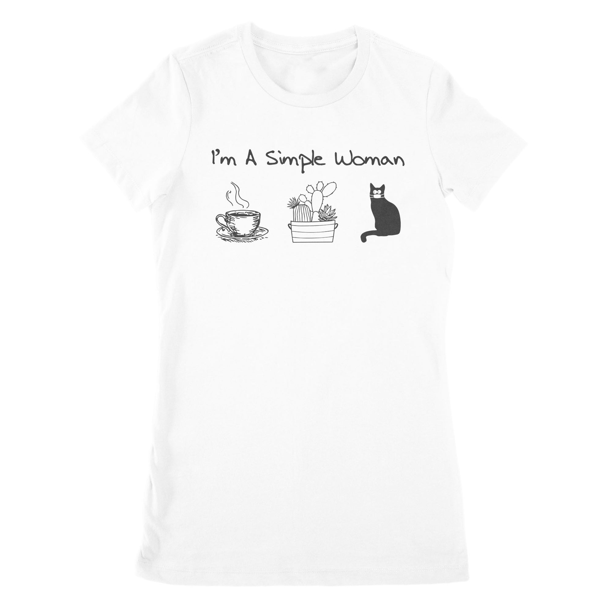 Premium Women's T-shirt - I’m A Simple Woman Coffee Plants Cat