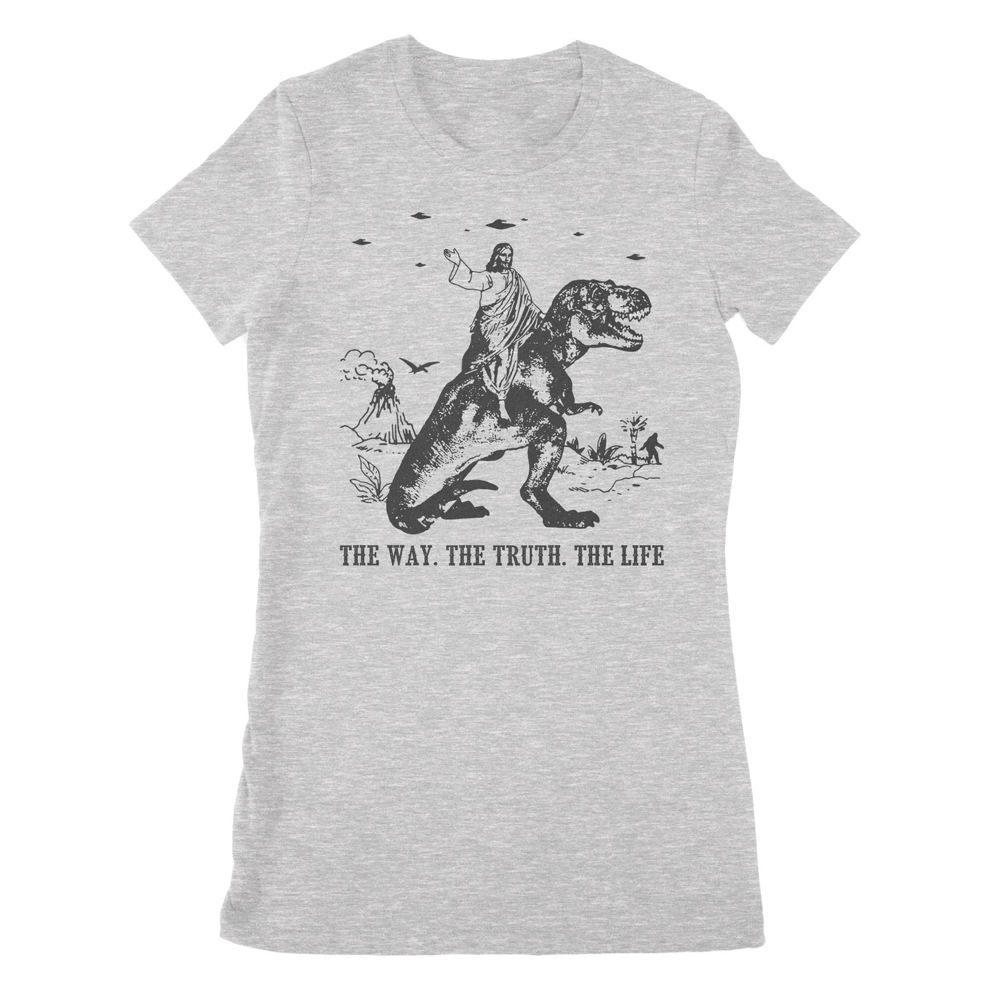 Premium Women's T-shirt - Jesus Riding Dinosaur The Way. The Truth. The Life