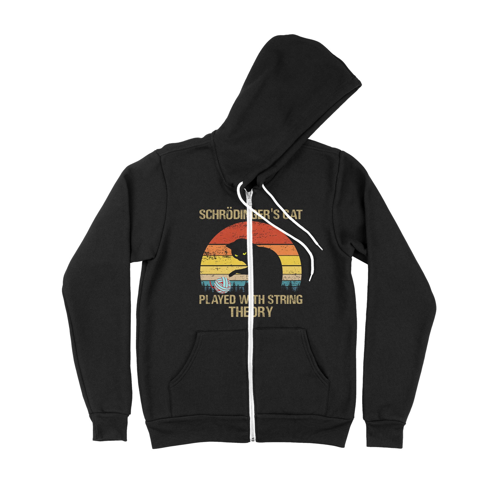 Schrodinger’s Cat Played With String Theory - Premium Zip Hoodie