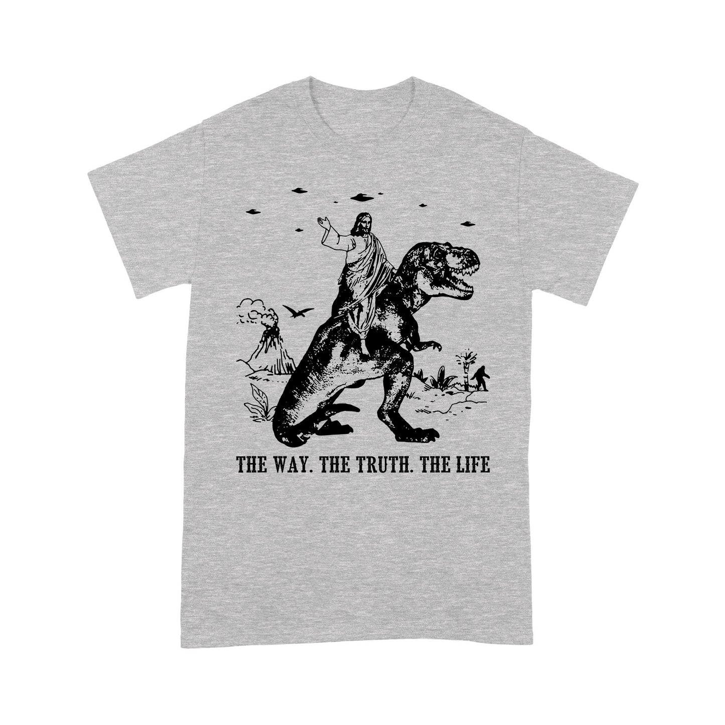 Premium T-shirt - Jesus Riding Dinosaur The Way. The Truth. The Life