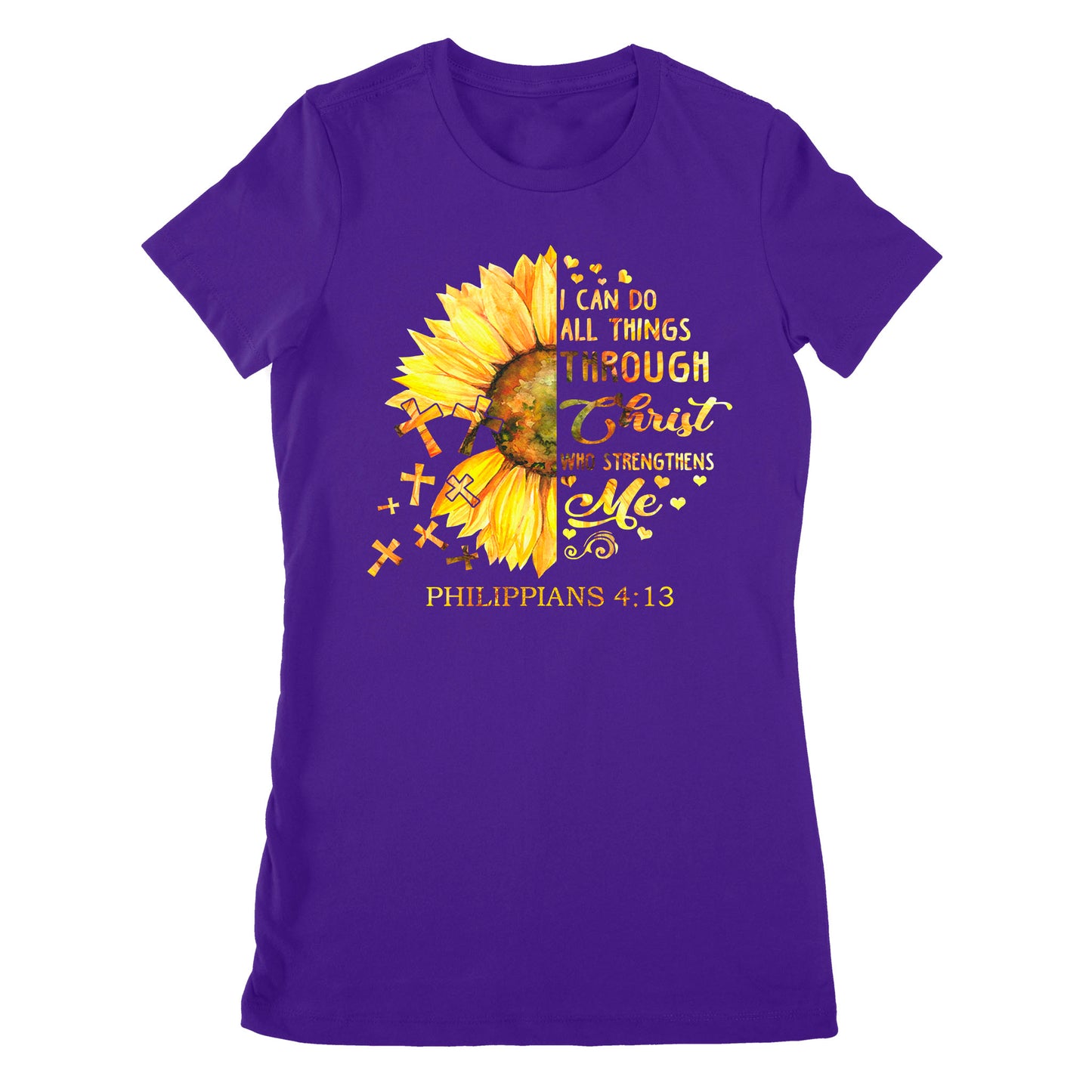 Premium Women's T-shirt - I Can Do All Things Through Christ Who Strengthens Me Daisy Flower