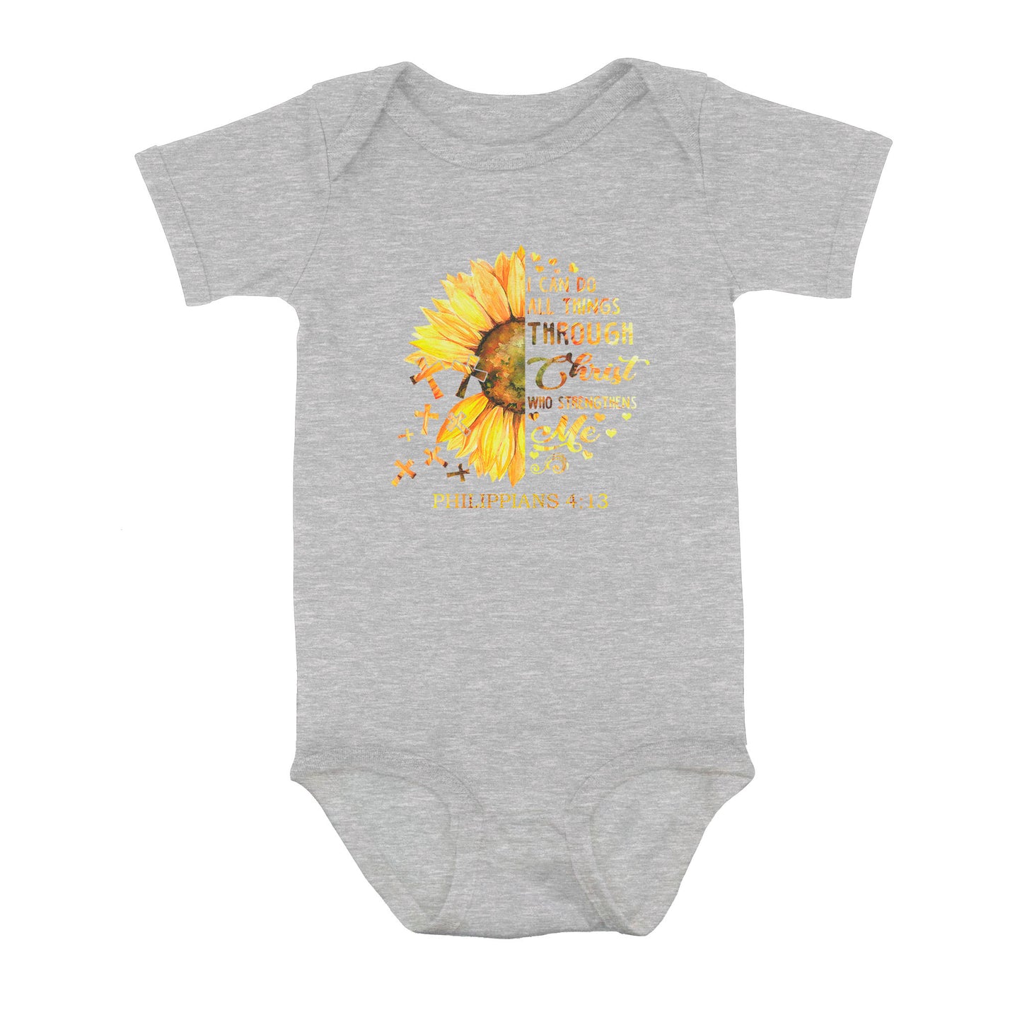 I Can Do All Things Through Christ Who Strengthens Me Daisy Flower - Baby Onesie