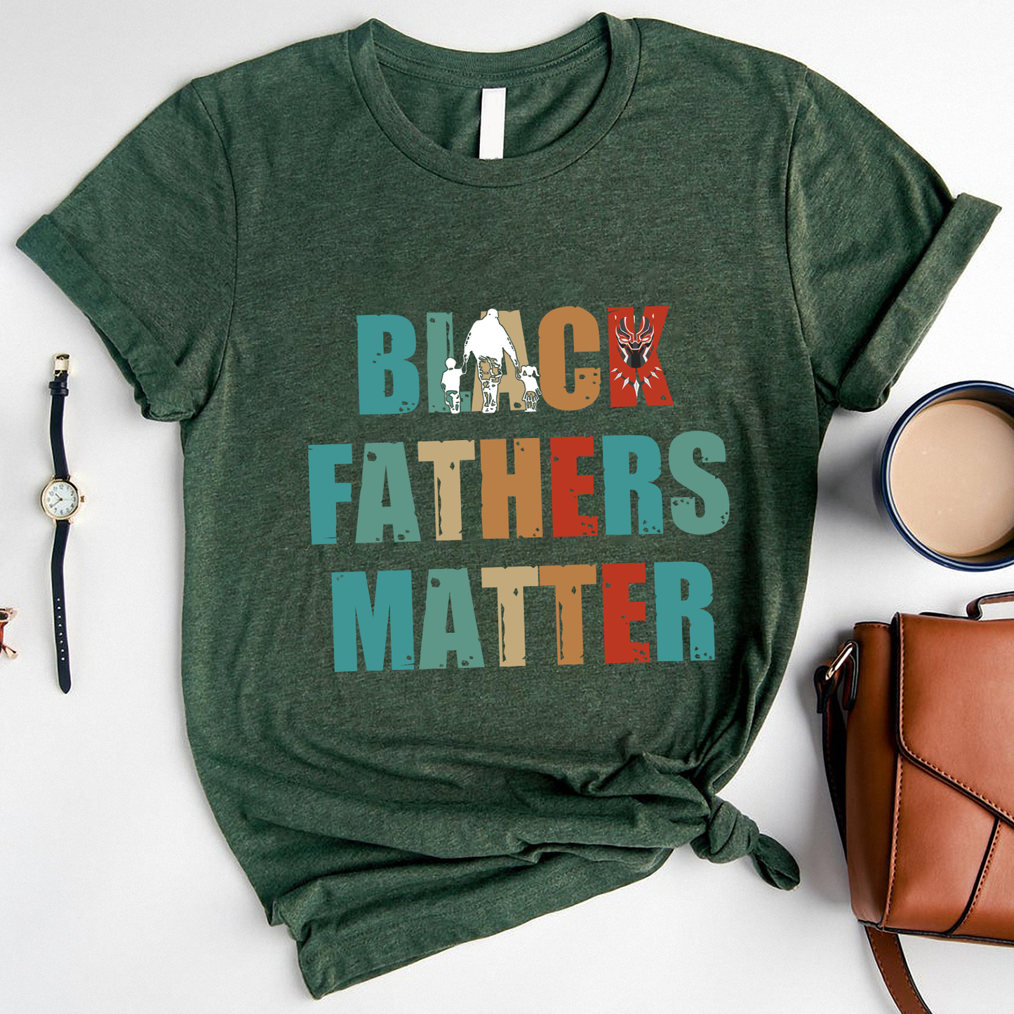 Black Fathers Matter Dad and Son and Daughter Standard T-Shirt