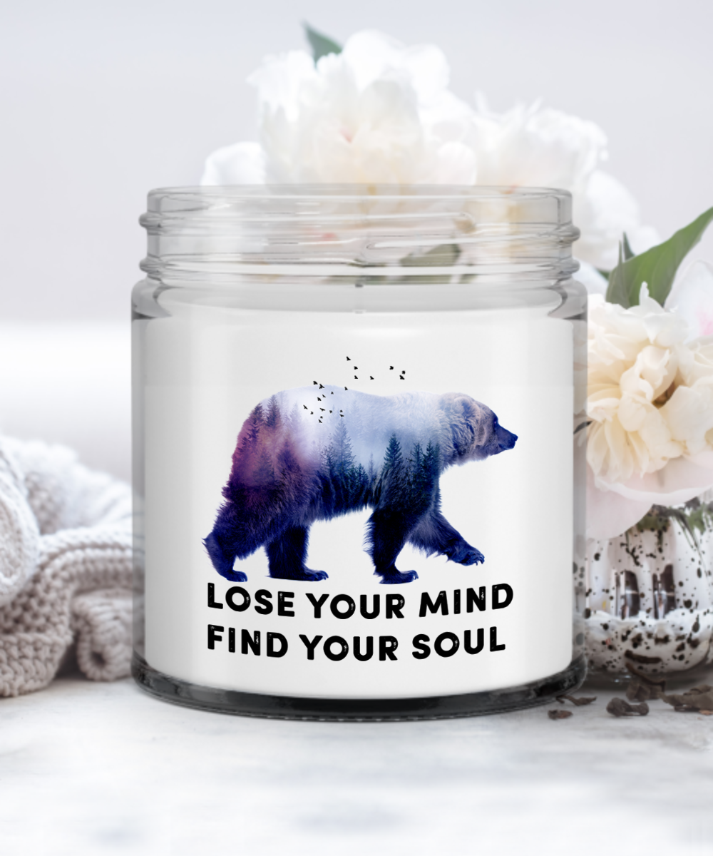 Bear Camping Lose Your Mind Find Your Soul Candle