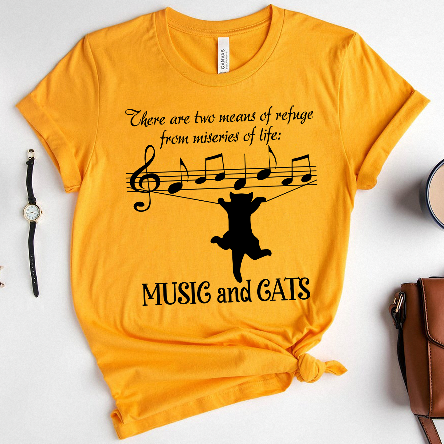 There Are Two Means Of Refuge From The Miseries Of Life Music And Cats Standard T-Shirt