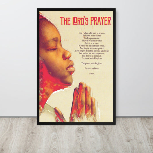 Framed Lord's Prayer for Boys Wall Poster Scripture Prayer God Christian African American