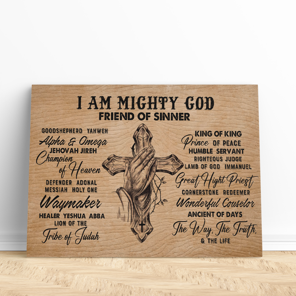 I AM ( names of God ) Mighty God Friend of Sinners Canvas Prints