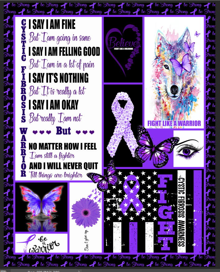 Cancer Cystic Fibrosis - Be Strong Fleece Blanket