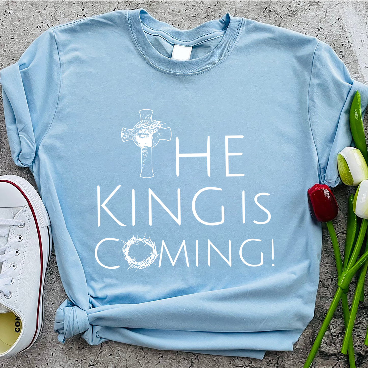 The King is Coming T-Shirt - Christian Apparel - Jesus is King - Minimal Design - Faith Clothing - Christian Standard T-Shirt