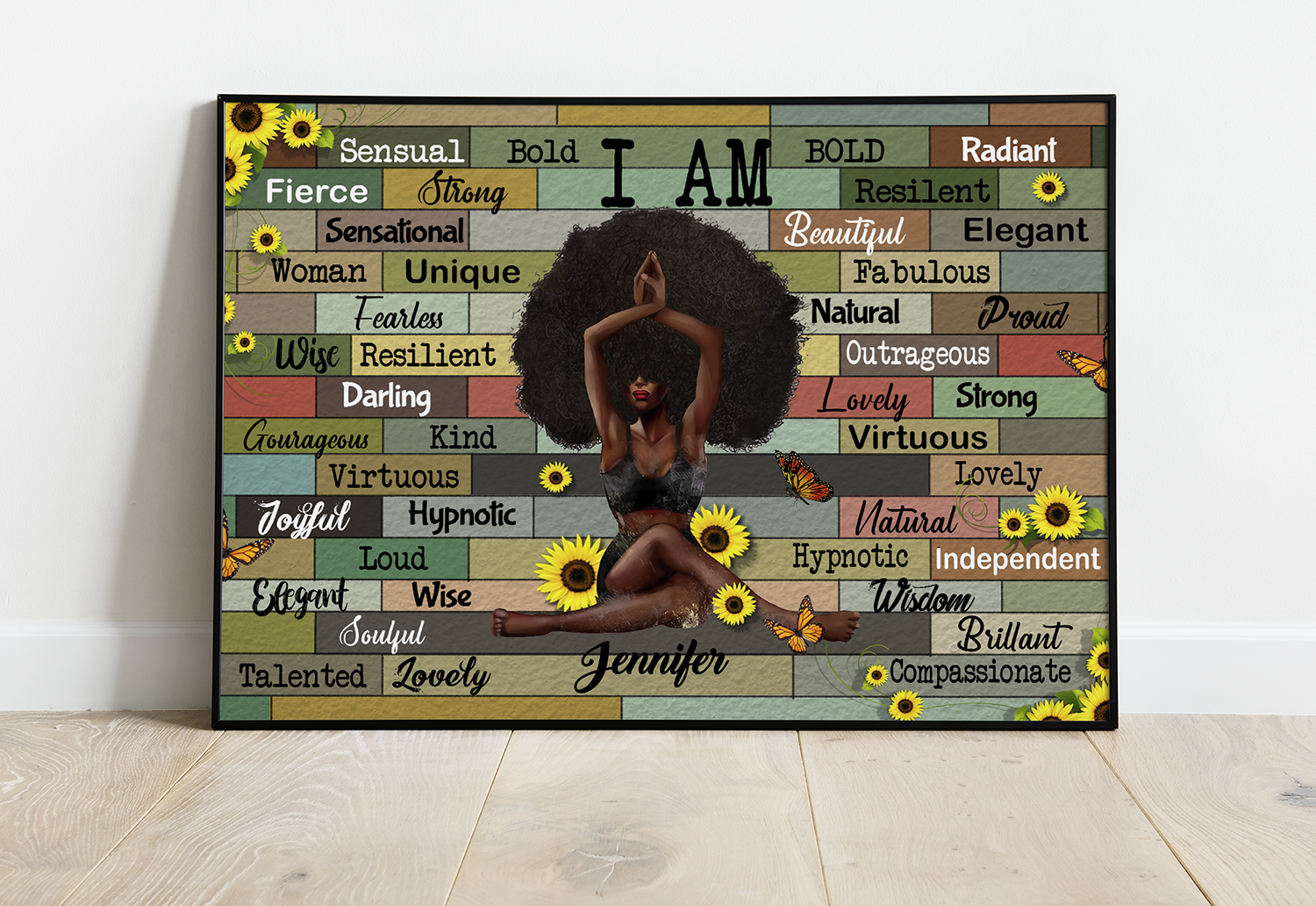 Personalized Black Queen, Black Girl With Yoga – I Am Sensual, Bold, Radiant, Fierce, Strong, Resilient Poster