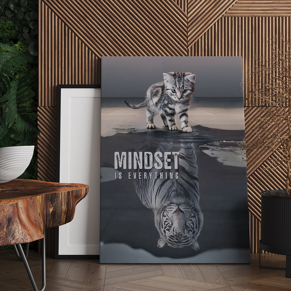 Mindset Is Everything Cat is Lion Motivational Canvas Prints And Poster