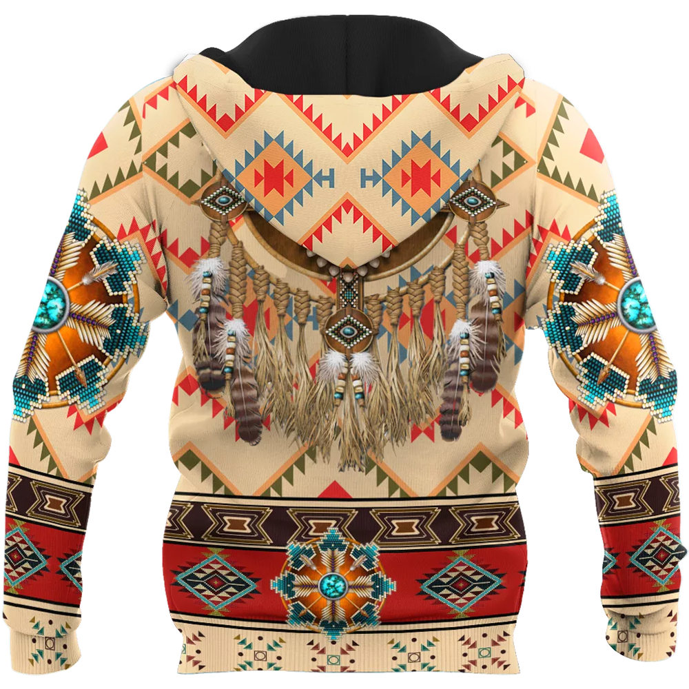 Native American Culture Pattern Feather Dreamcatcher 3D All Over Print Hoodie And Zip Hoodie