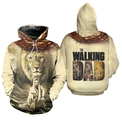 Lion And Jesus Reaching Out His Hand The Walking Dad 3D All Over Print Sweatshirt And Hoodie