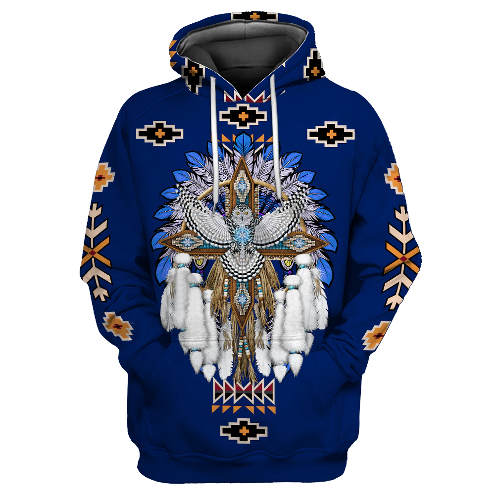 Indian Native Culture Pattern Owl Harajuku Native American 3D All Over Print Hoodie And Sweatshirt