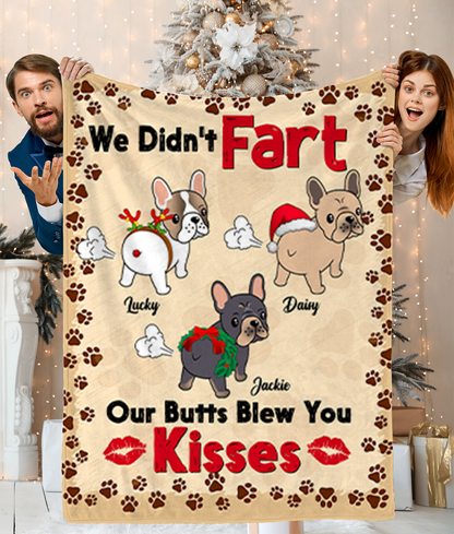 Personalized Custom Dog Blanket, French Bulldog Fart Dogs - Blanket