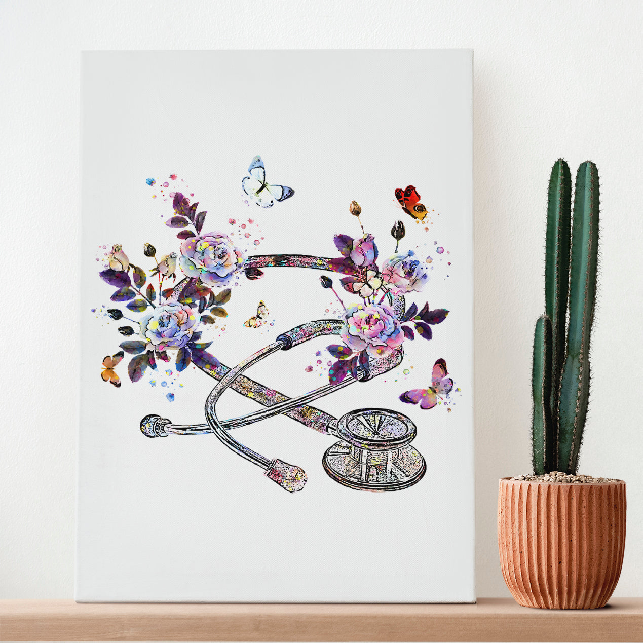 Floral Stethoscope Canvas For Doctor And Nurse Canvas Prints