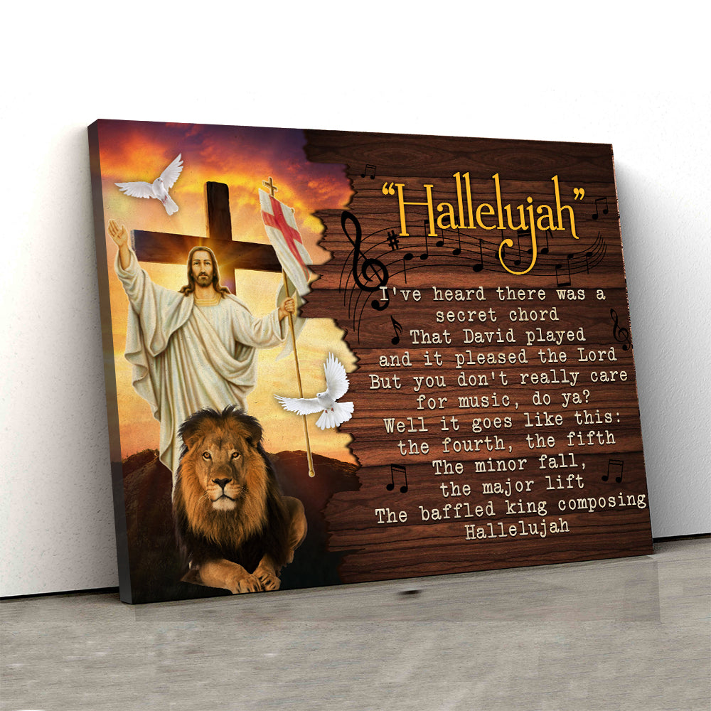 Jesus And Lion With Hallelujah Song Lyric Canvas Prints And Poster