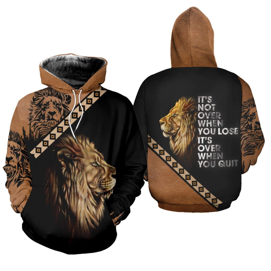 Lion King Lion It's Not Over When You Lose It's Over When You Quit 3D All Over Print Hoodie And Sweatshirt