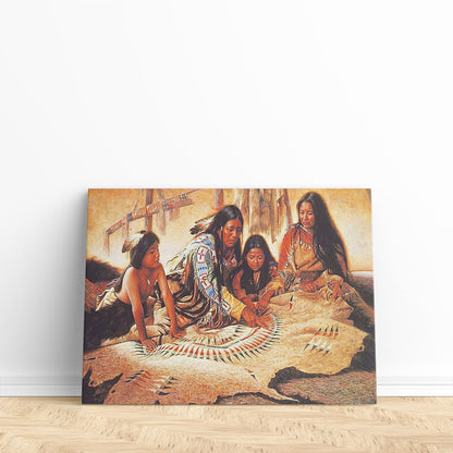 Native Indian Parents And Children Canvas Prints