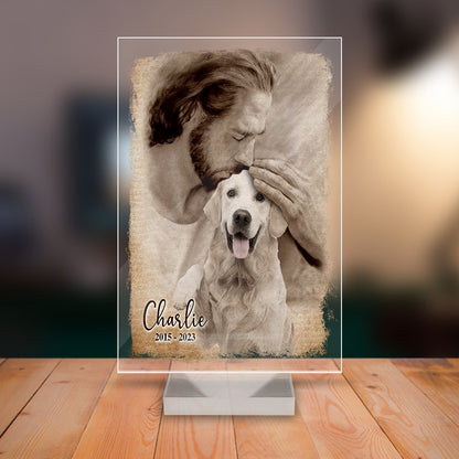 Personalized Custom Dog Photo Safe In God's Hand Gift For Loss Of Dog Acrylic Plaque