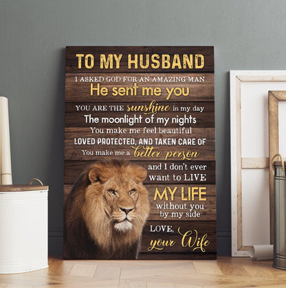 To My Husband You Are The Sunshine In My Day Lion Couple Canvas Prints And Poster