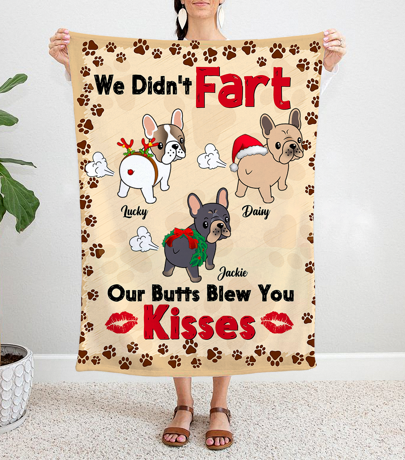 Personalized Custom Dog Blanket, French Bulldog Fart Dogs - Blanket