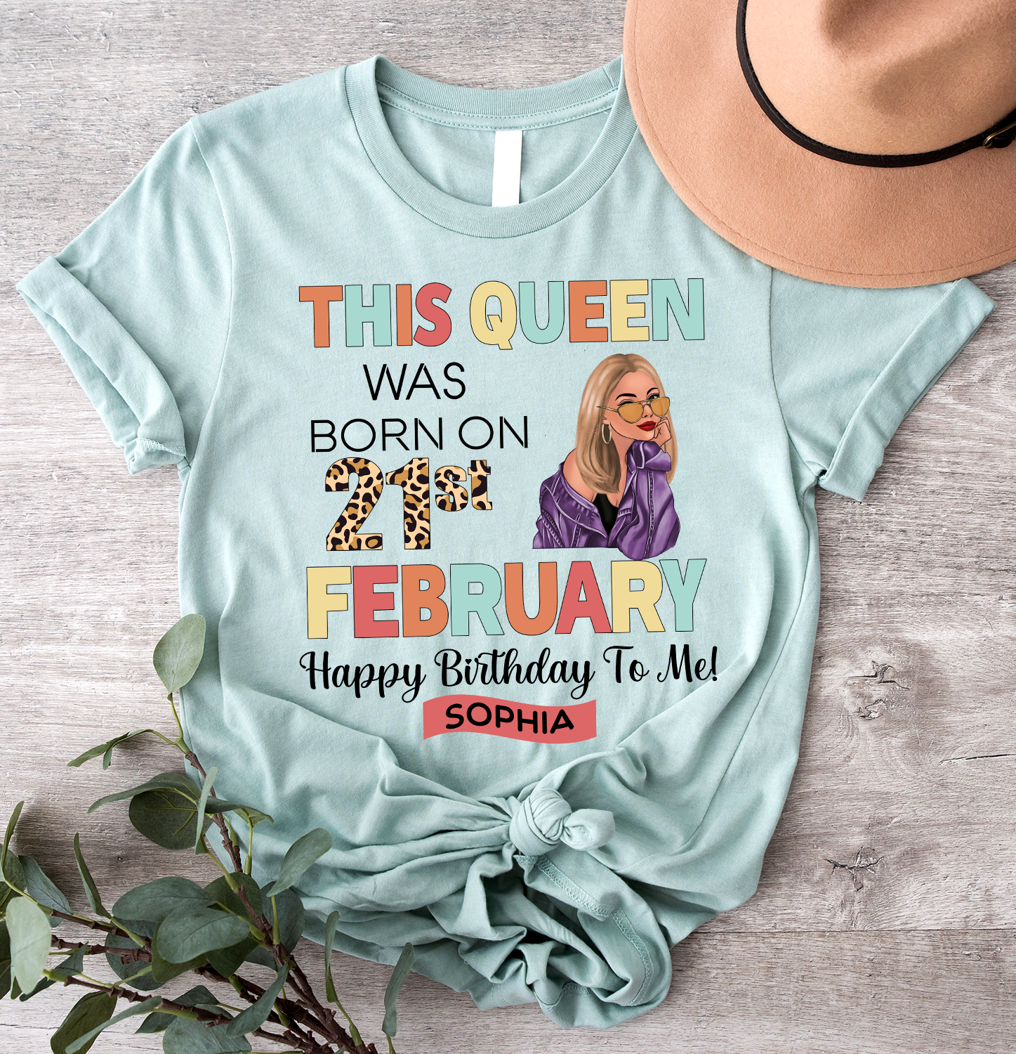 Personalized Queens Born In February, February Birthday Woman Standard T-Shirt