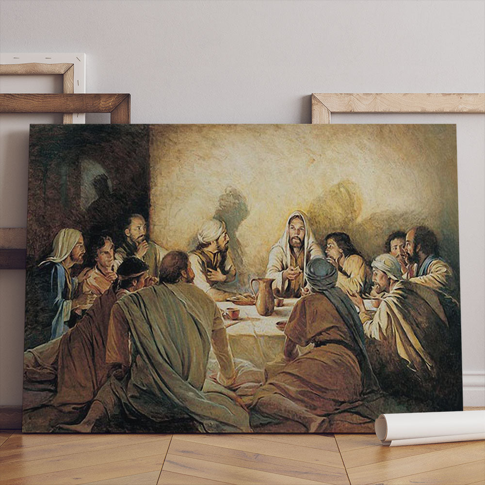 All Of The Disciples Join Christ In The Breaking Of The Bread Canvas Prints