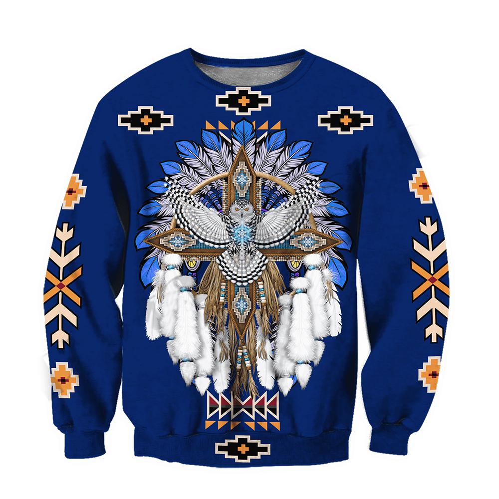 Indian Native Culture Pattern Owl Harajuku Native American 3D All Over Print Hoodie And Sweatshirt