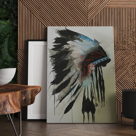 Native American Chief Headdress Feathers Canvas Prints