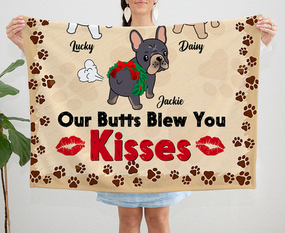 Personalized Custom Dog Blanket, French Bulldog Fart Dogs - Blanket