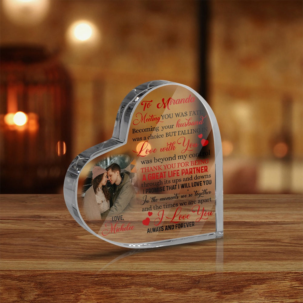 Personalized To My Wife Meeting You Was Fate Becoming Your Husband Was A Choice Heart Acrylic Plaque